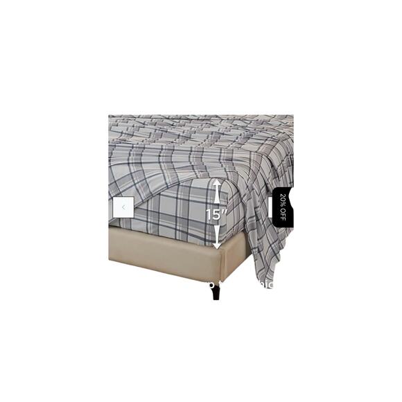 Bedsure Faux Cotton Flannel Sheet Set Grey twin set - Picture 6 of 8